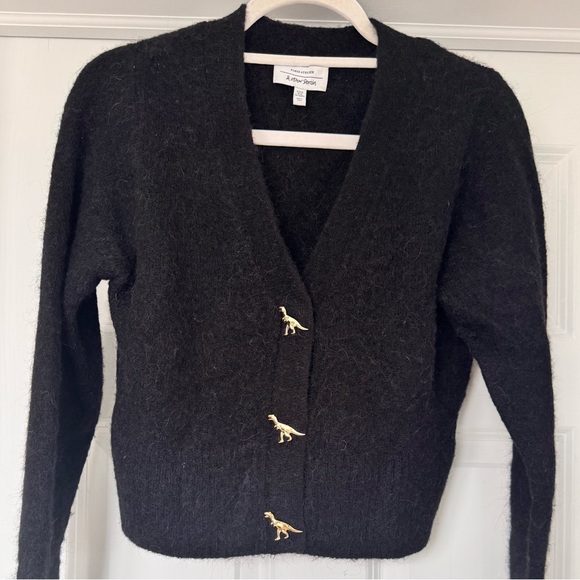 & Other Stories Sweaters - & Other Stories Black Cardigan with Gold Dinosaur Buttons